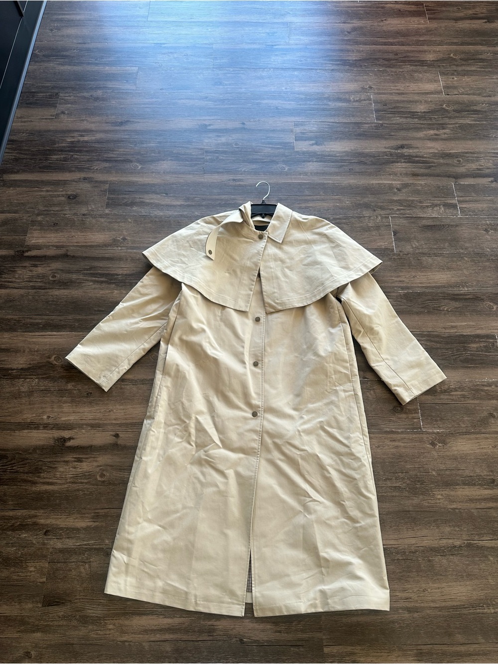 Zara Beige Long Trench Coat with Cape Collar